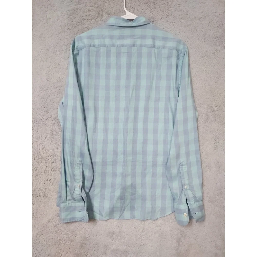 Faherty Reserve Movement Shirt Mens Small Gingham Check Long Sleeve Blue Stretch